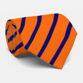 Oranje en donkerblauwe diagonale strepen stropdas (Opgerold)
