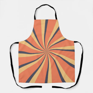 Oranje en donkerblauwe retro stijl zonnestralen schort