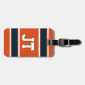 Oranje en donkerblauwe sportStripes op maat Bagagelabel (Voorkant horizontaal)