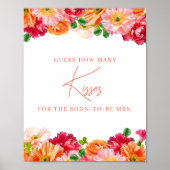 Oranje en felroze raden hoeveel kussen spel poster (Voorkant)