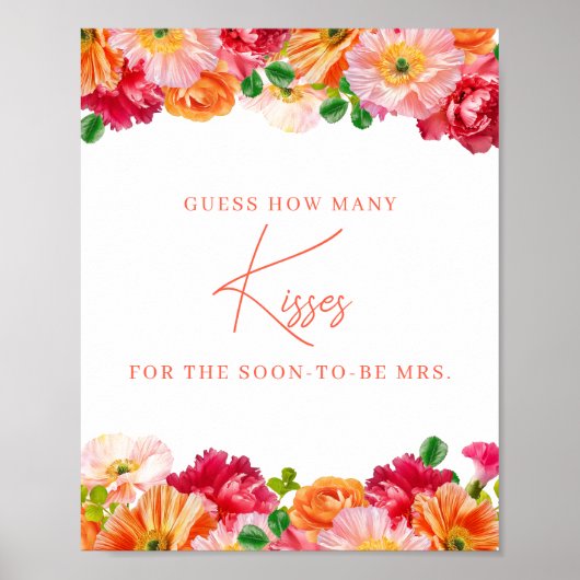 Oranje en felroze raden hoeveel kussen spel poster (Voorkant)