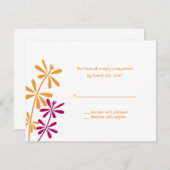 Oranje en Fuchsia-antwoordkaarten RSVP Kaartje (Voorkant / Achterkant)