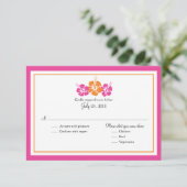 Oranje en Fuchsia Pink Hibiscus Flowers RSVP (Staand voorkant)