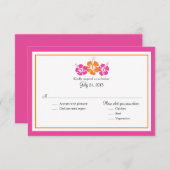 Oranje en Fuchsia Pink Hibiscus Flowers RSVP (Voorkant / Achterkant)