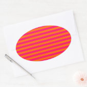Oranje en Fuchsia Streep Ovale Sticker (Envelop)