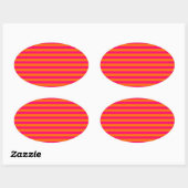 Oranje en Fuchsia Streep Ovale Sticker (Vel)