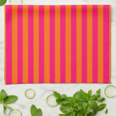 Oranje en Fuchsia Streep Theedoek (Gevouwen)