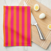 Oranje en Fuchsia Streep Theedoek (Quarter Fold)