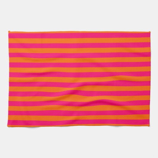 Oranje en Fuchsia Streep Theedoek (Horizontaal)