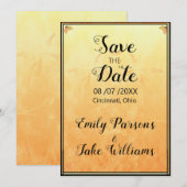 Oranje en geel achtergrondzwart Lijst Save The Date (Voorkant / Achterkant)