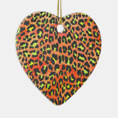 Oranje en geel afdrukken op luipaard keramisch ornament (Rechts)