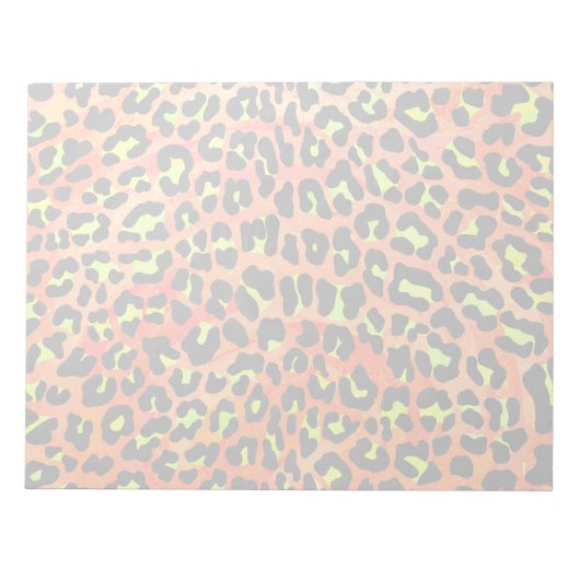 Oranje en geel afdrukken op luipaard notitieblok (Voorkant)