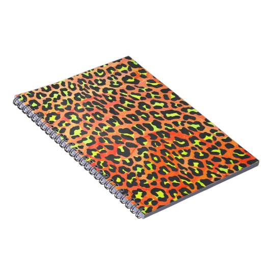 Oranje en geel afdrukken op luipaard notitieboek (Rechterzijde)