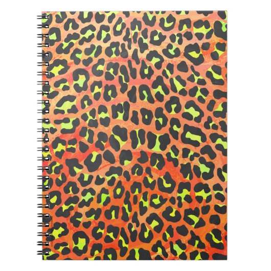Oranje en geel afdrukken op luipaard notitieboek (Voorkant)