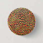 Oranje en geel afdrukken op luipaard ronde button 3,2 cm (Voorkant)