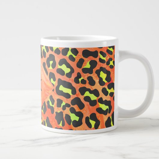 Oranje en geel afdrukken van leopard Monogram Grote Koffiekop (Rechts)