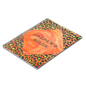 Oranje en geel afdrukken van leopard Monogram Notitieboek (Linkerzijde)