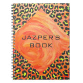 Oranje en geel afdrukken van leopard Monogram Notitieboek (Voorkant)