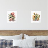 Oranje en geel bloeiende cactussen Waterverf Muurkunst Sets (Slaapkamer)
