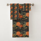 Oranje en geel bloespatroon Bath Towel Set Bad Handdoek (Insitu)