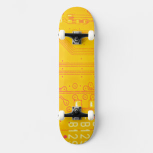 Oranje en geel circuit board persoonlijk skateboard