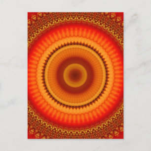 Oranje en geel Floral Mandala Briefkaart