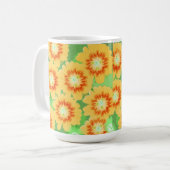 Oranje en geel Floral Patroon Koffiemok (Voorkant links)