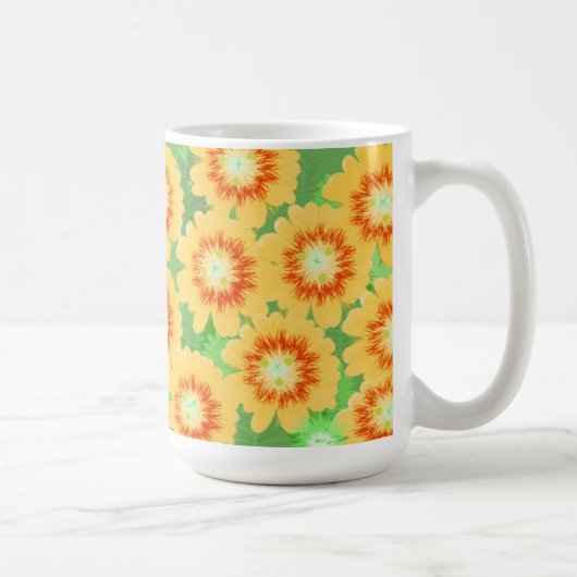 Oranje en geel Floral Patroon Koffiemok (Rechts)