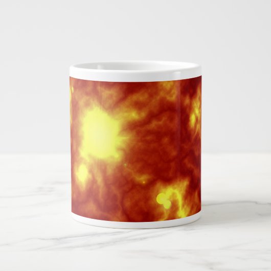 Oranje en geel grote koffiekop (Voorkant)