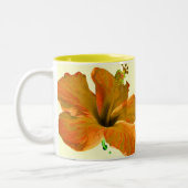 Oranje en geel Hibiscus Tweekleurige Koffiemok (Links)