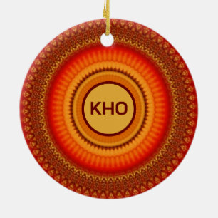 Oranje en Geel Mandala Keramisch Ornament