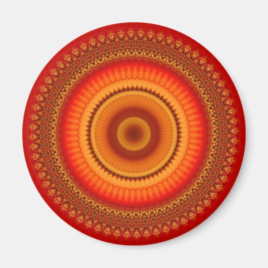Oranje en Geel Mandala Magneet (Voorkant)
