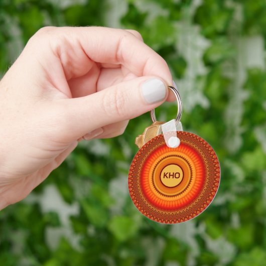 Oranje en Geel Mandala Sleutelhanger (Hand)