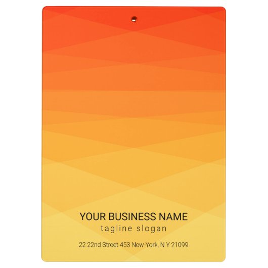 Oranje en geel polygonaal klembord (Achterkant)