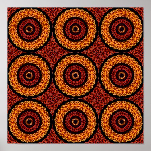 Oranje en geel Retro Mandala Poster (Voorkant)