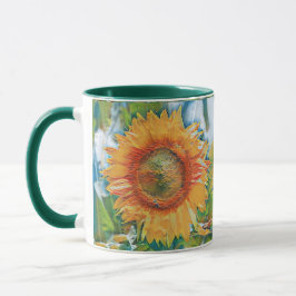 Oranje en geel schilderij van zonnebloem mok
