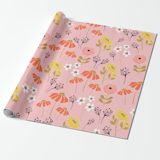 Oranje en geel Strijdblokpapier Cadeaupapier (Uitgerold)