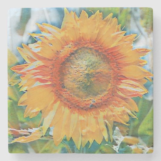 Oranje en geel zonnebloem Onderzetter (Voorkant)