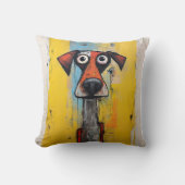 Oranje en gele Abstracte hond Kussen (Voorkant)