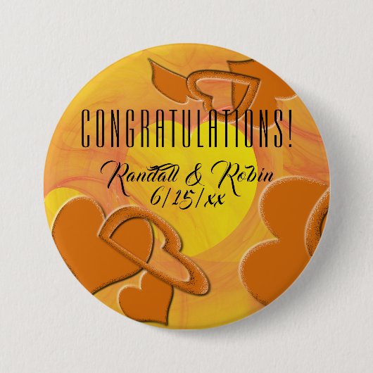Oranje en gele achtergrond | Hart-omtrek Ronde Button 7,6 Cm (Voorkant)