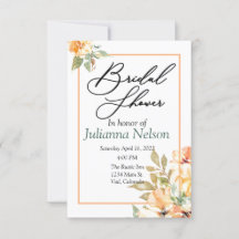 Oranje en gele aquarel bloemen uitnodiging