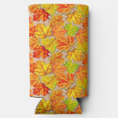 Oranje en gele bladeren op roze seltzer blikjeskoeler (Achterkant)