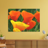 Oranje en gele bloemen canvas afdruk (Insitu (Woonkamer))