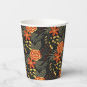 Oranje en gele bloemen Papierkoppen Papieren Bekers (Achterkant)