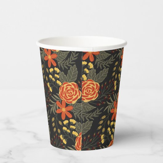 Oranje en gele bloemen Papierkoppen Papieren Bekers (Rechts)