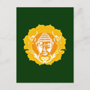 Oranje en gele boeddha briefkaart