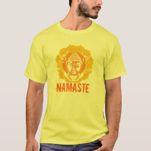 Oranje en gele boeddha-gezicht t-shirt