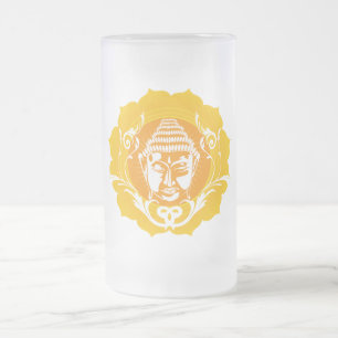 Oranje en gele boeddha matglas bierpul