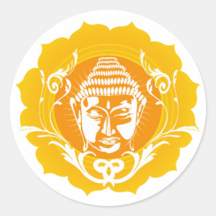 Oranje en gele boeddha ronde sticker