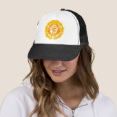 Oranje en gele boeddha trucker pet (In situ)